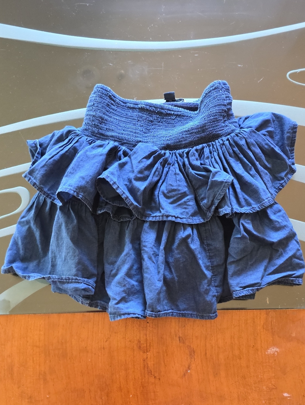 American Eagle Outfitters Blue Tiered Ruffle Skater Skirt